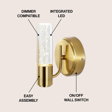 Bolha Minimalist Modern Bubble Acrylic/Iron Integrated LED Vanity Light